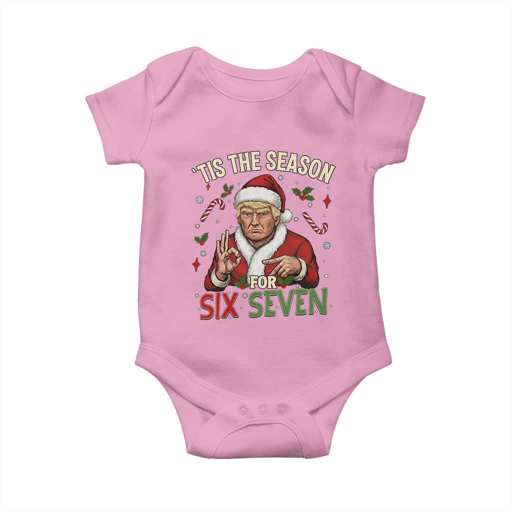 Funny Trump Patriotic Six Seven Meme Baby Onesie Tis The Season Christmas Gift TS12 Light Pink Print Your Wear