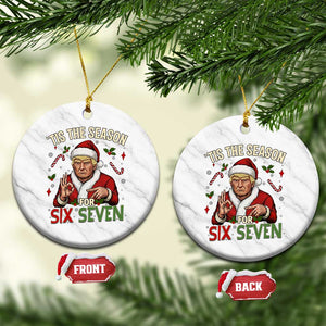 Funny Trump Patriotic Six Seven Meme Ceramic Ornament Tis The Season Christmas Gift TS12 1pc White Marble Print Your Wear