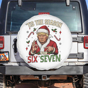Funny Trump Patriotic Six Seven Meme Spare Tire Cover Tis The Season Christmas Gift TS12 No hole White Print Your Wear