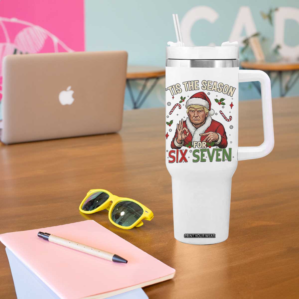 Funny Trump Patriotic Six Seven Meme Tumbler With Handle Tis The Season Christmas Gift TS12 Print Your Wear