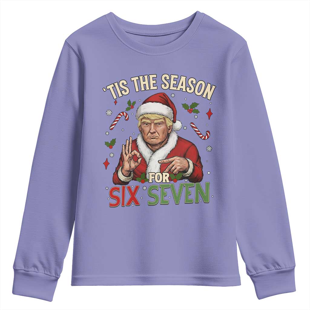 Funny Trump Patriotic Six Seven Meme Youth Sweatshirt Tis The Season Christmas Gift TS12 Violet Print Your Wear