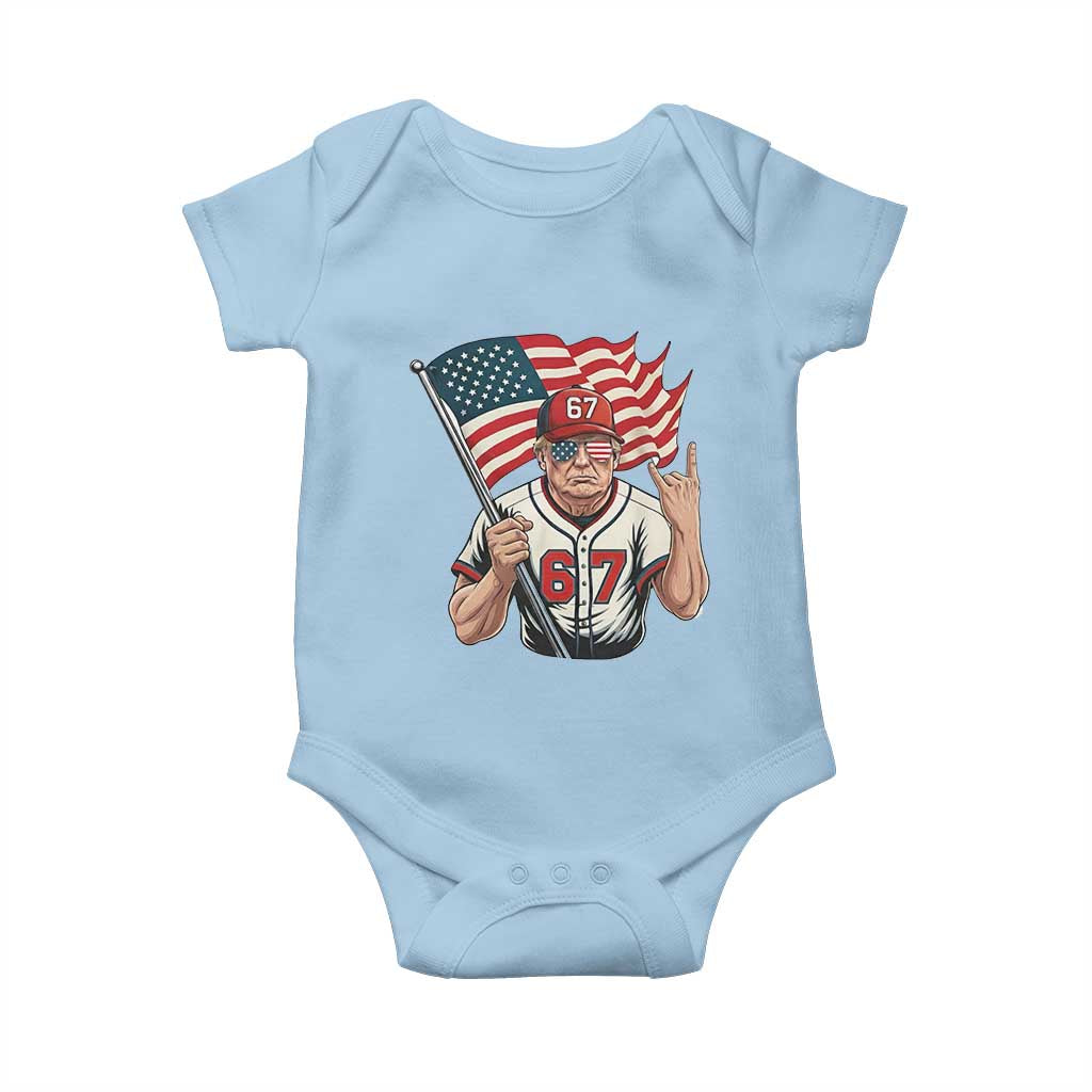 Funny Trump Patriotic 67 Meme Baby Onesie Six Seven Gen Alpha Slang Gift TS12 Light Blue Print Your Wear