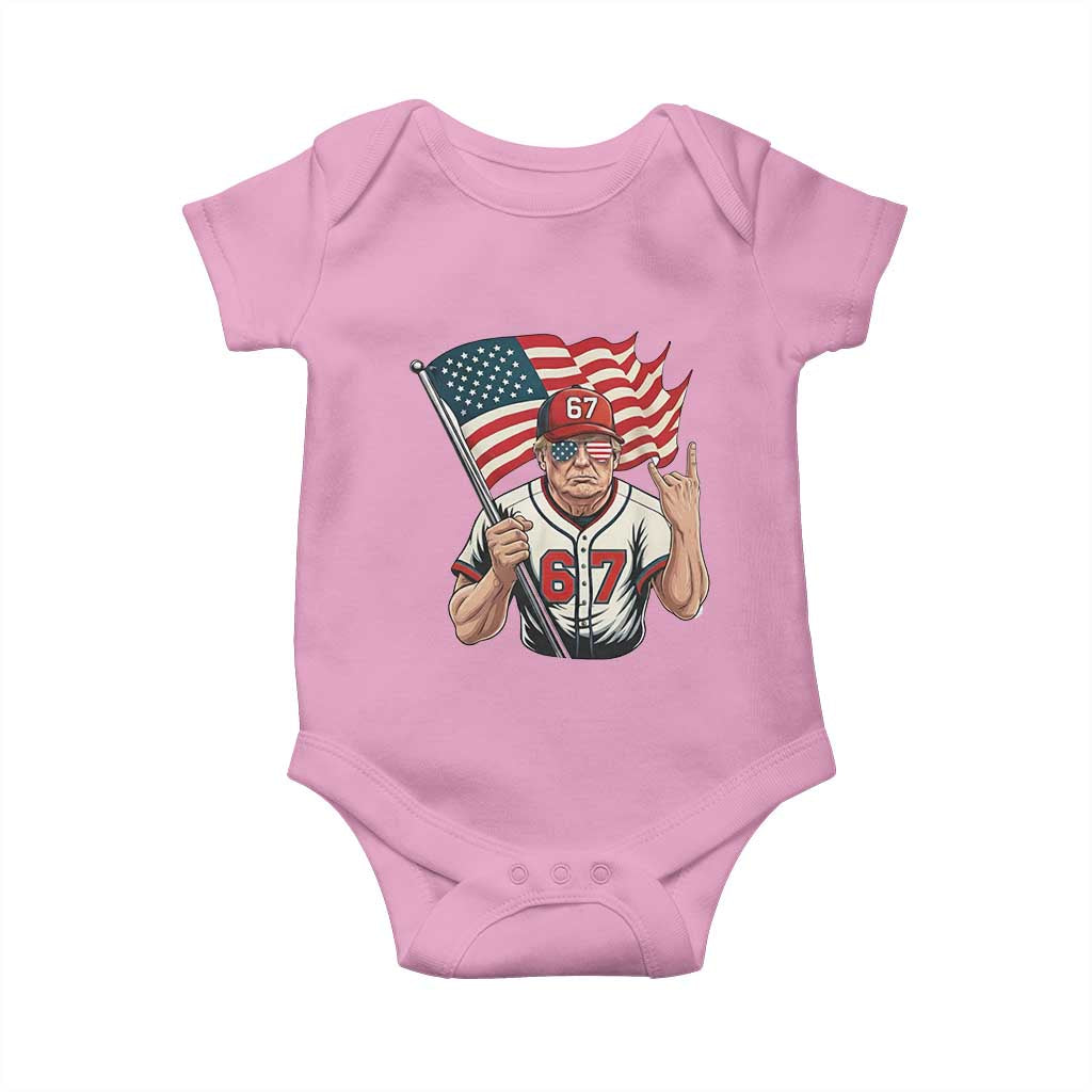Funny Trump Patriotic 67 Meme Baby Onesie Six Seven Gen Alpha Slang Gift TS12 Light Pink Print Your Wear