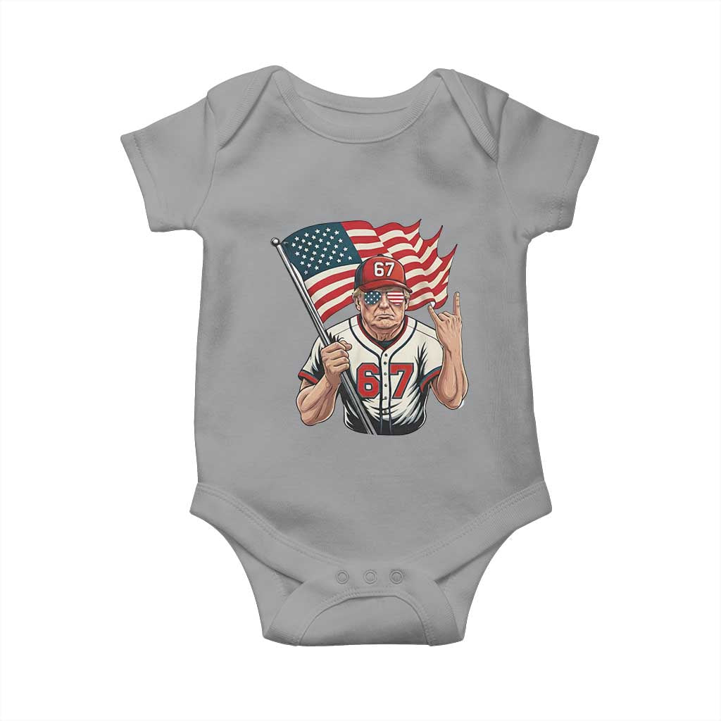 Funny Trump Patriotic 67 Meme Baby Onesie Six Seven Gen Alpha Slang Gift TS12 Sport Gray Print Your Wear