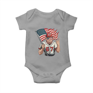 Funny Trump Patriotic 67 Meme Baby Onesie Six Seven Gen Alpha Slang Gift TS12 Sport Gray Print Your Wear