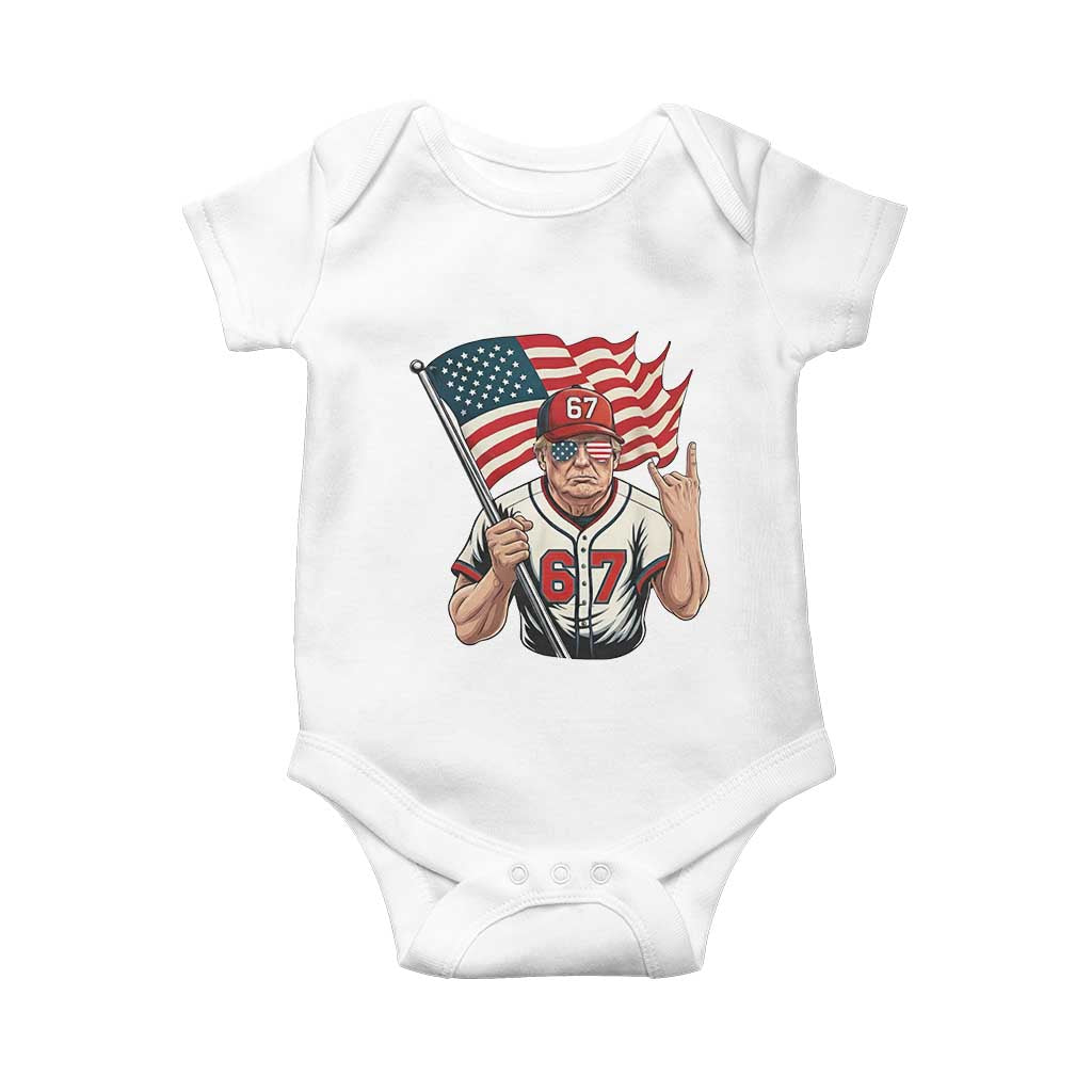 Funny Trump Patriotic 67 Meme Baby Onesie Six Seven Gen Alpha Slang Gift TS12 White Print Your Wear