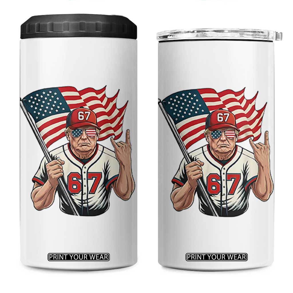 Funny Trump Patriotic 67 Meme 4 in 1 Can Cooler Tumbler Six Seven Gen Alpha Slang Gift TS12 One Size: 16 oz White Print Your Wear