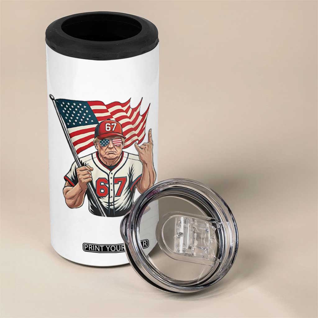 Funny Trump Patriotic 67 Meme 4 in 1 Can Cooler Tumbler Six Seven Gen Alpha Slang Gift TS12 Print Your Wear