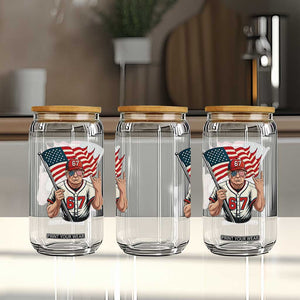 Funny Trump Patriotic 67 Meme Glass Can Six Seven Gen Alpha Slang Gift TS12 Print Your Wear