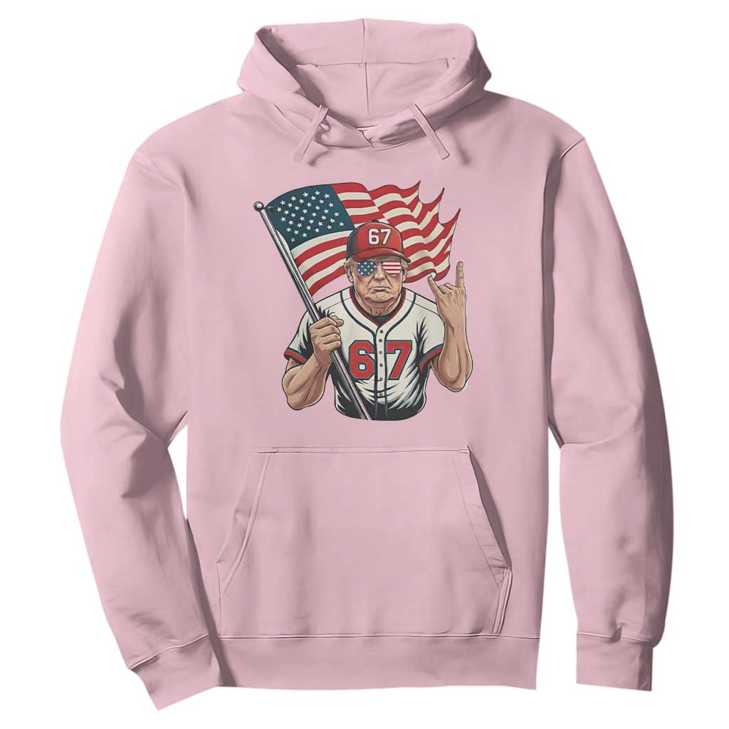 Funny Trump Patriotic 67 Meme Hoodie Six Seven Gen Alpha Slang Gift TS12 Light Pink Print Your Wear