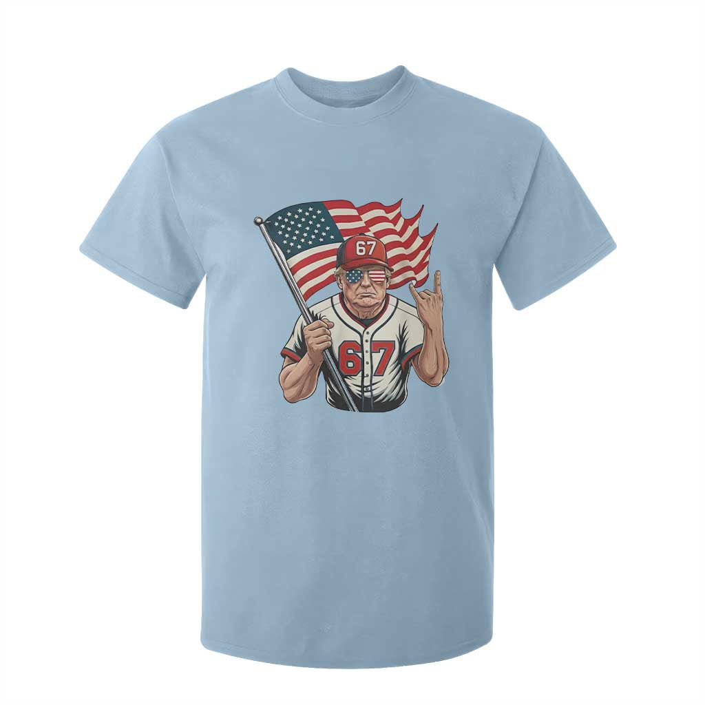 Funny Trump Patriotic 67 Meme T Shirt For Kid Six Seven Gen Alpha Slang Gift TS12 Light Blue Print Your Wear