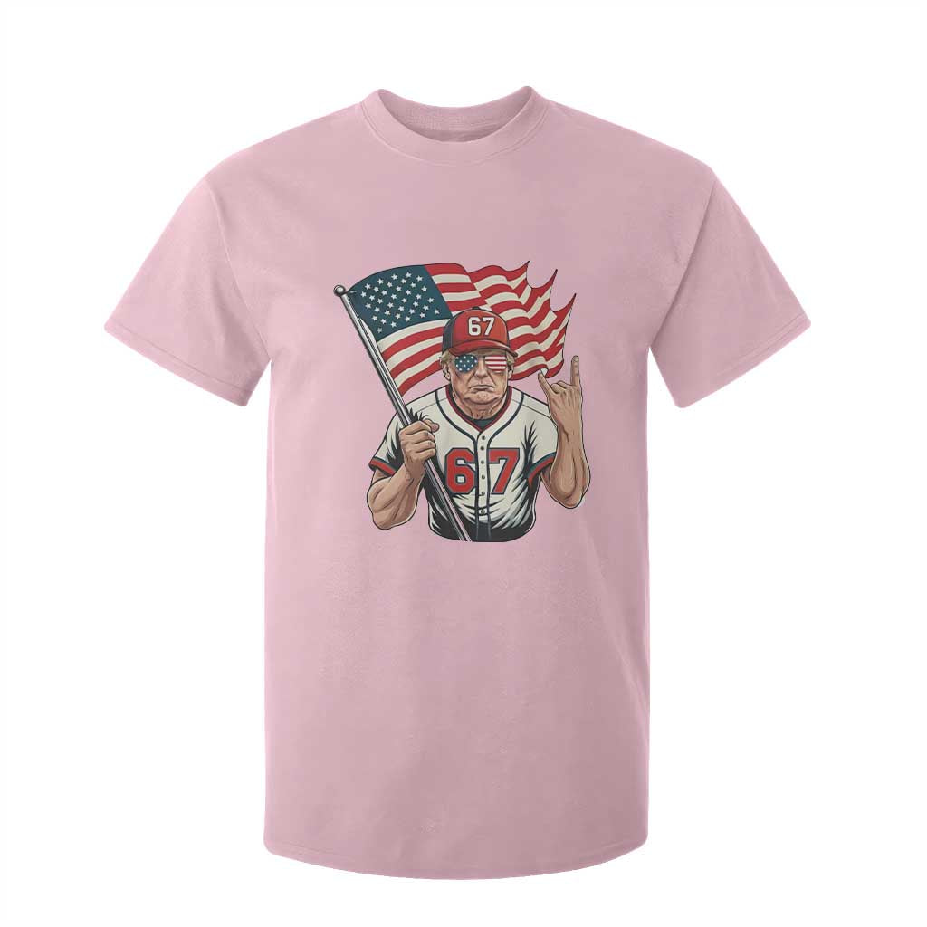 Funny Trump Patriotic 67 Meme T Shirt For Kid Six Seven Gen Alpha Slang Gift TS12 Light Pink Print Your Wear