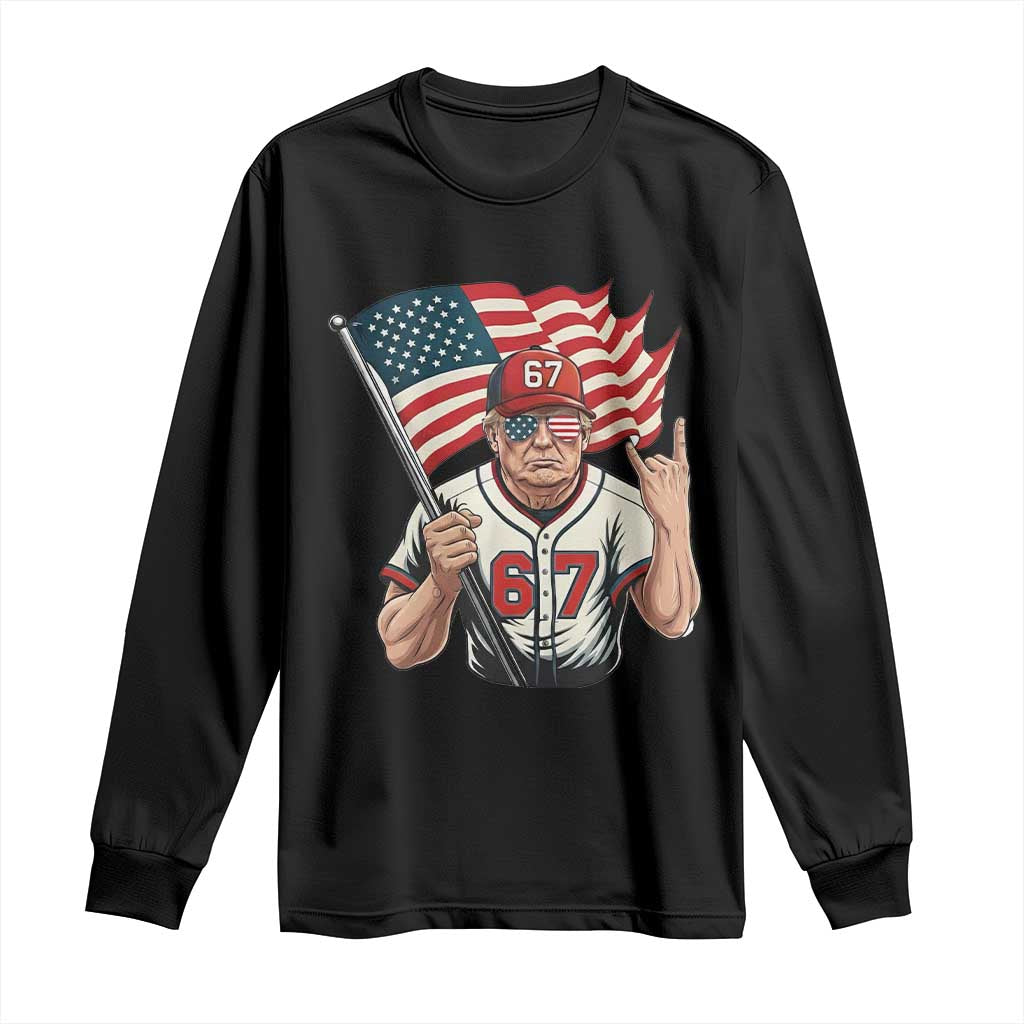 Funny Trump Patriotic 67 Meme Long Sleeve Shirt Six Seven Gen Alpha Slang Gift TS12 Black Print Your Wear