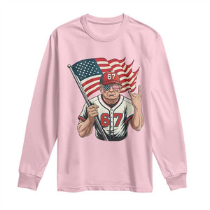 Funny Trump Patriotic 67 Meme Long Sleeve Shirt Six Seven Gen Alpha Slang Gift TS12 Light Pink Print Your Wear