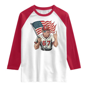 Funny Trump Patriotic 67 Meme Raglan Shirt Six Seven Gen Alpha Slang Gift TS12 White Red Print Your Wear