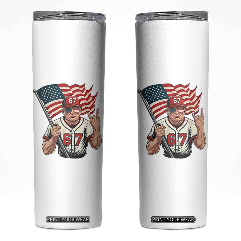 Funny Trump Patriotic 67 Meme Skinny Tumbler Six Seven Gen Alpha Slang Gift TS12 White Print Your Wear