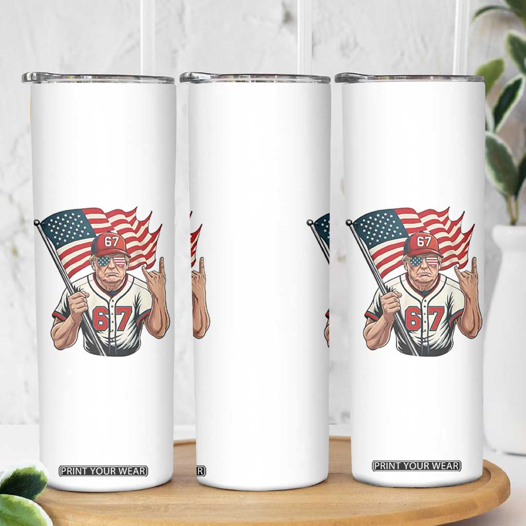 Funny Trump Patriotic 67 Meme Skinny Tumbler Six Seven Gen Alpha Slang Gift TS12 Print Your Wear
