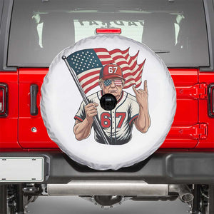 Funny Trump Patriotic 67 Meme Spare Tire Cover Six Seven Gen Alpha Slang Gift TS12 White Print Your Wear