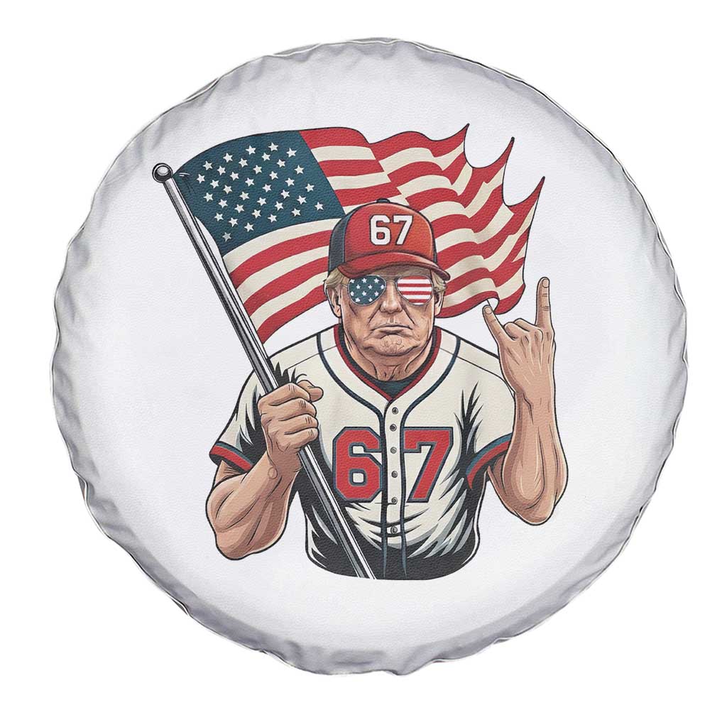 Funny Trump Patriotic 67 Meme Spare Tire Cover Six Seven Gen Alpha Slang Gift TS12 Print Your Wear