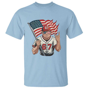 Funny Trump Patriotic 67 Meme T Shirt Six Seven Gen Alpha Slang Gift TS12 Light Blue Print Your Wear