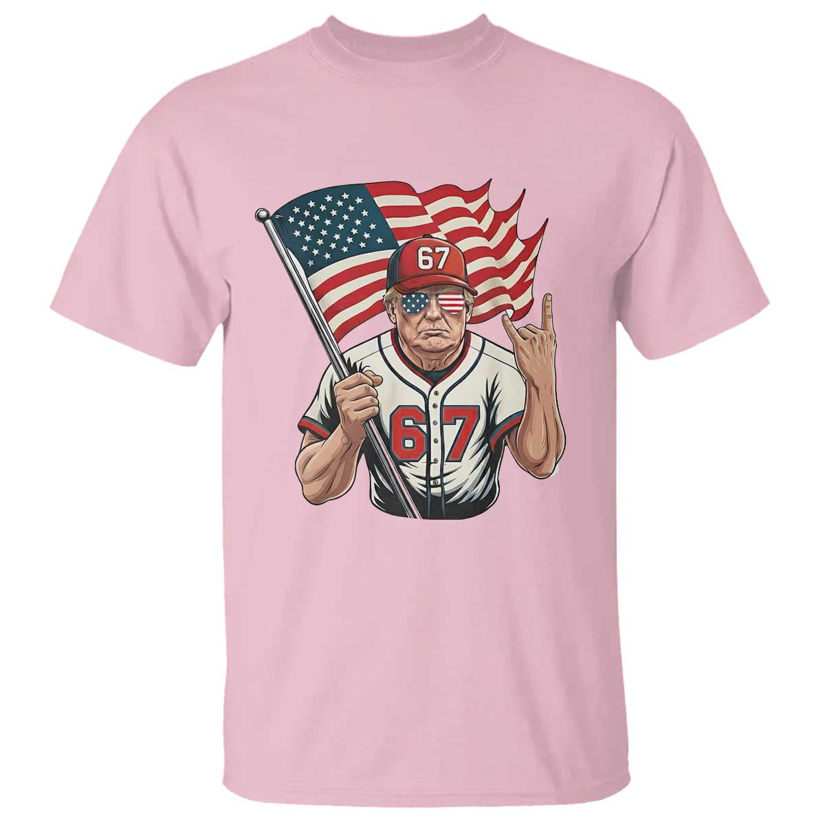 Funny Trump Patriotic 67 Meme T Shirt Six Seven Gen Alpha Slang Gift TS12 Light Pink Print Your Wear
