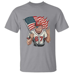 Funny Trump Patriotic 67 Meme T Shirt Six Seven Gen Alpha Slang Gift TS12 Sport Gray Print Your Wear