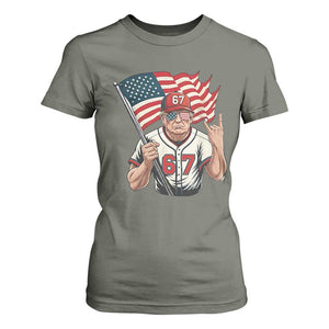 Funny Trump Patriotic 67 Meme T Shirt For Women Six Seven Gen Alpha Slang Gift TS12 Military Green Print Your Wear