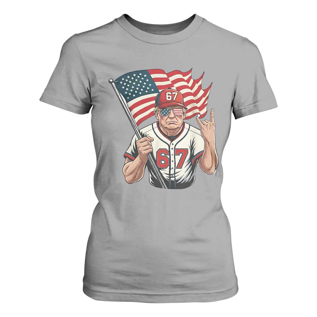 Funny Trump Patriotic 67 Meme T Shirt For Women Six Seven Gen Alpha Slang Gift TS12 Sport Gray Print Your Wear
