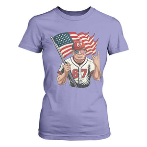 Funny Trump Patriotic 67 Meme T Shirt For Women Six Seven Gen Alpha Slang Gift TS12 Violet Print Your Wear
