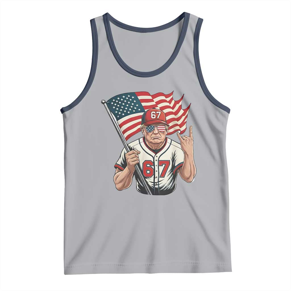 Funny Trump Patriotic 67 Meme Tank Top Six Seven Gen Alpha Slang Gift TS12 Athletic Heather Navy Print Your Wear