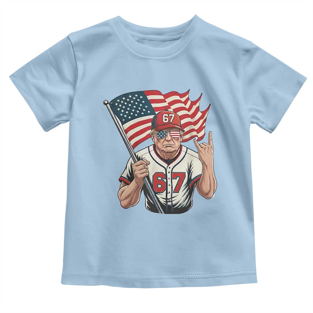 Funny Trump Patriotic 67 Meme Toddler T Shirt Six Seven Gen Alpha Slang Gift TS12 Light Blue Print Your Wear