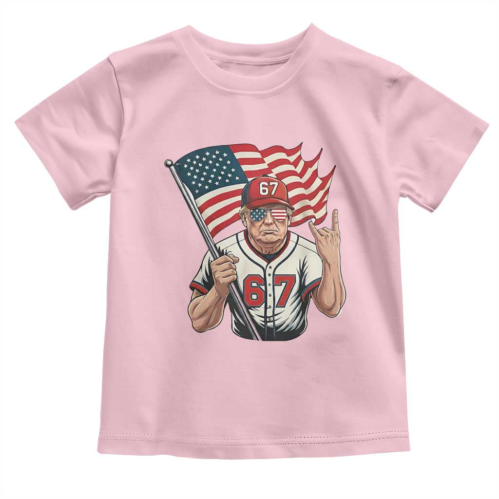 Funny Trump Patriotic 67 Meme Toddler T Shirt Six Seven Gen Alpha Slang Gift TS12 Light Pink Print Your Wear