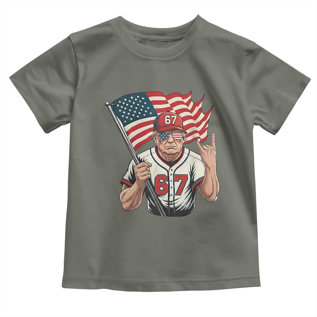 Funny Trump Patriotic 67 Meme Toddler T Shirt Six Seven Gen Alpha Slang Gift TS12 Military Green Print Your Wear