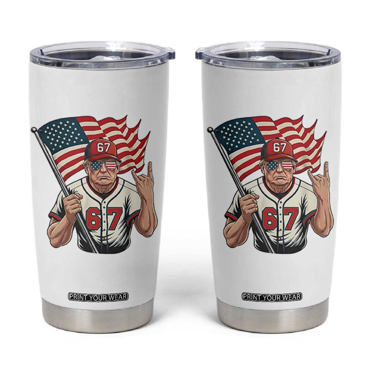 Funny Trump Patriotic 67 Meme Tumbler Cup Six Seven Gen Alpha Slang Gift TS12 White Print Your Wear