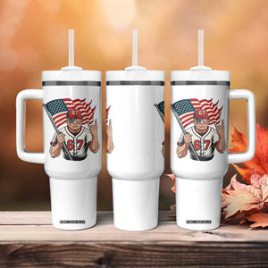 Funny Trump Patriotic 67 Meme Tumbler With Handle Six Seven Gen Alpha Slang Gift TS12 Print Your Wear