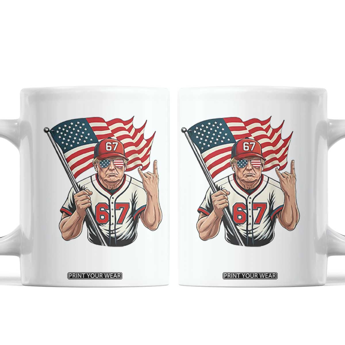 Funny Trump Patriotic 67 Meme Coffee Mug Six Seven Gen Alpha Slang Gift TS12 White Print Your Wear