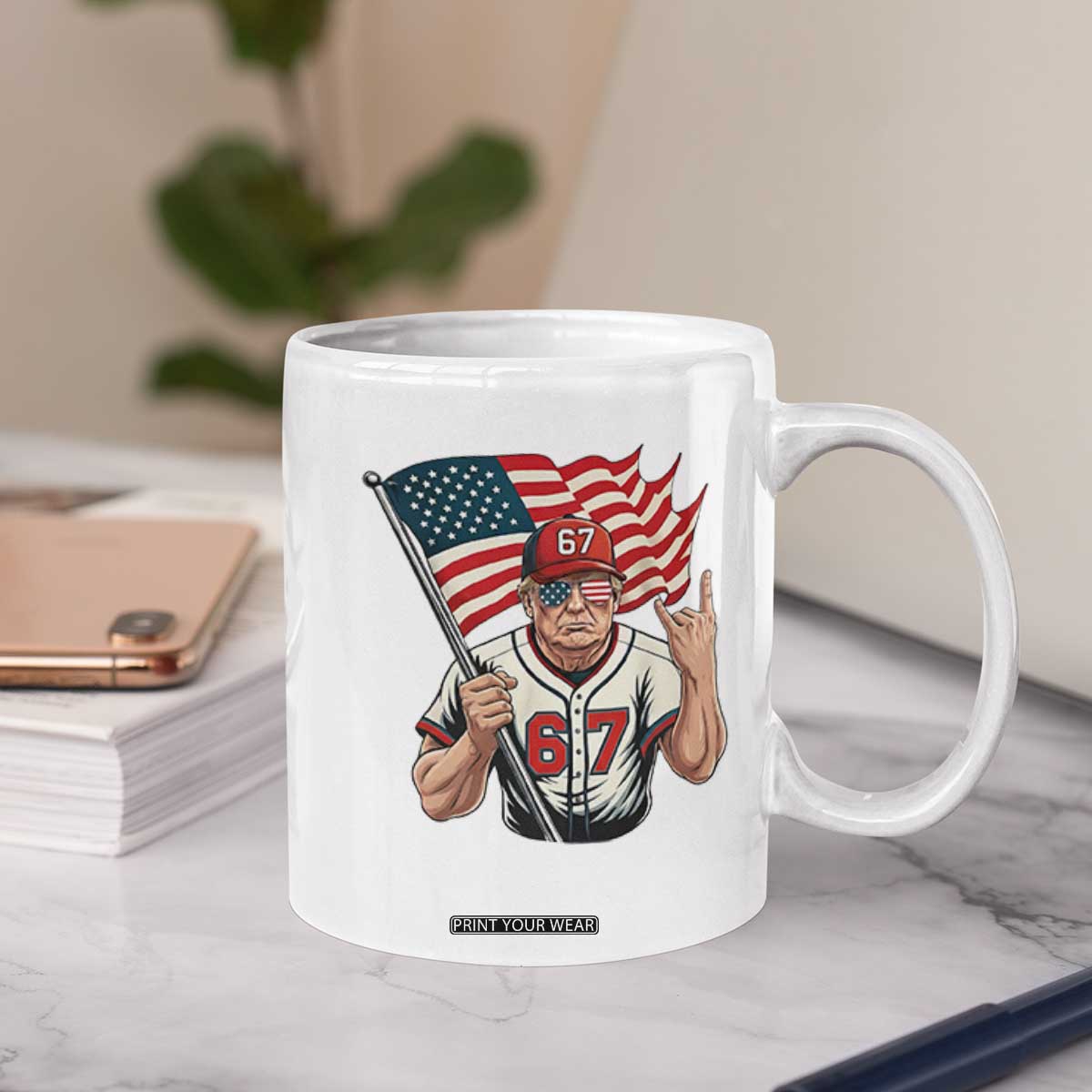 Funny Trump Patriotic 67 Meme Coffee Mug Six Seven Gen Alpha Slang Gift TS12 Print Your Wear
