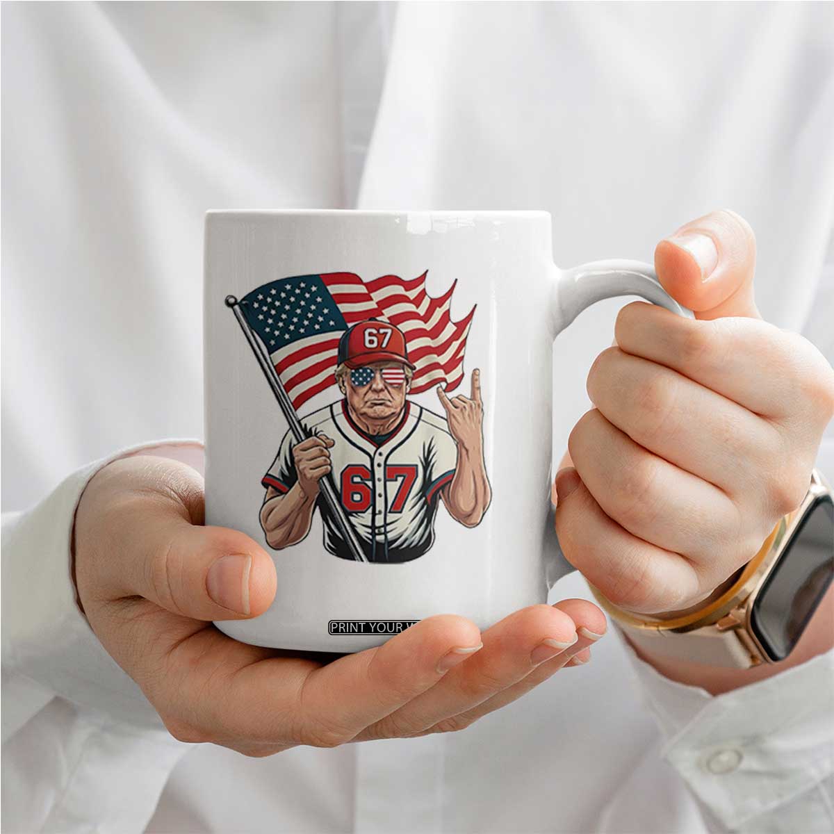 Funny Trump Patriotic 67 Meme Coffee Mug Six Seven Gen Alpha Slang Gift TS12 Print Your Wear