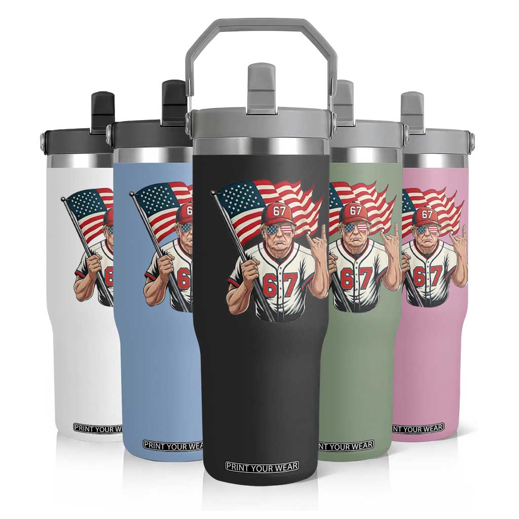 Funny Trump Patriotic 67 Meme Flip Straw Tumbler Six Seven Gen Alpha Slang Gift TS12 Print Your Wear