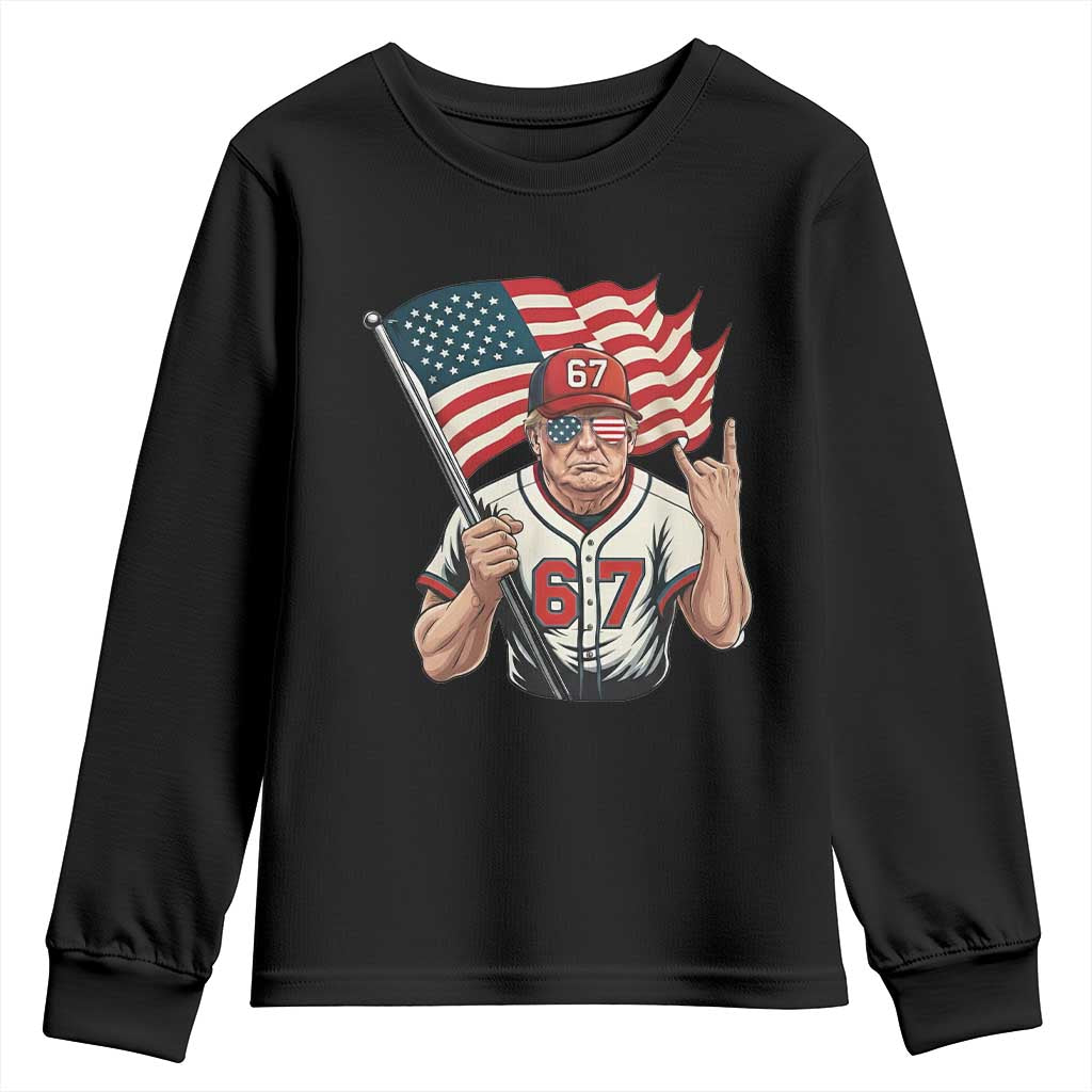 Funny Trump Patriotic 67 Meme Youth Sweatshirt Six Seven Gen Alpha Slang Gift TS12 Black Print Your Wear