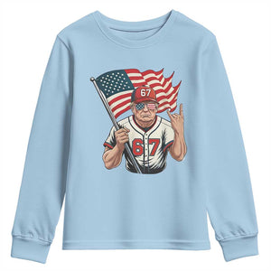 Funny Trump Patriotic 67 Meme Youth Sweatshirt Six Seven Gen Alpha Slang Gift TS12 Light Blue Print Your Wear