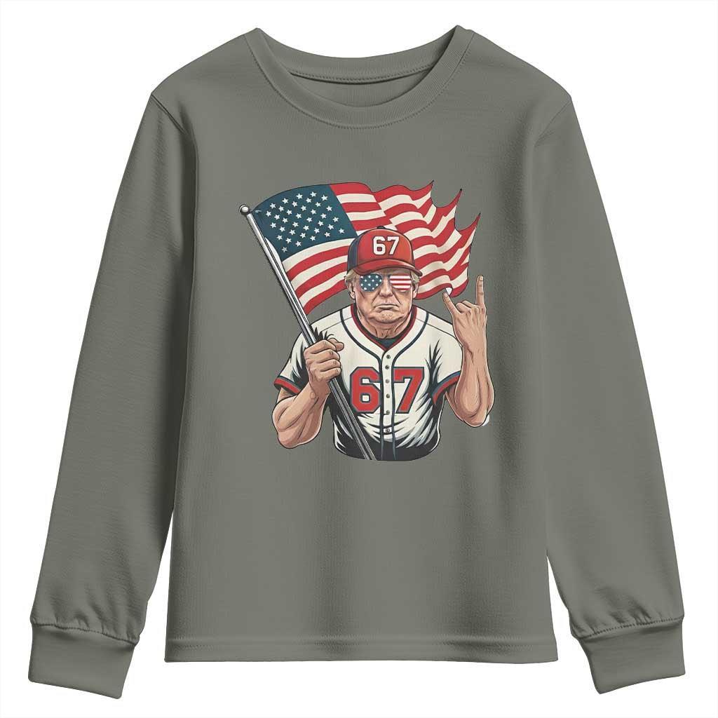 Funny Trump Patriotic 67 Meme Youth Sweatshirt Six Seven Gen Alpha Slang Gift TS12 Military Green Print Your Wear