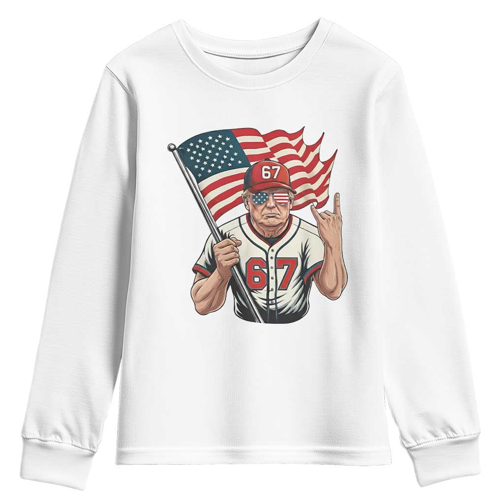 Funny Trump Patriotic 67 Meme Youth Sweatshirt Six Seven Gen Alpha Slang Gift TS12 White Print Your Wear