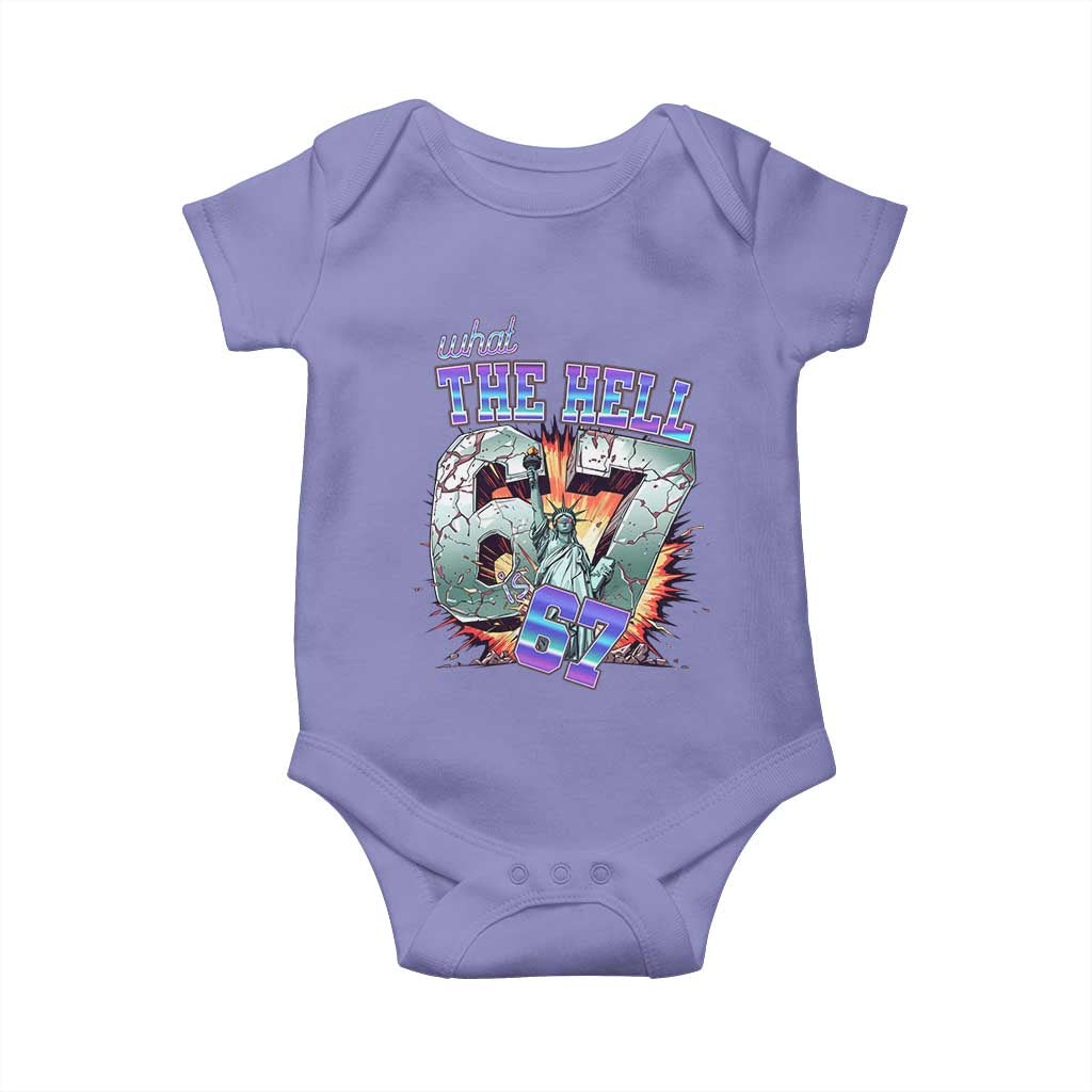 Funny Statue Of Liberty Six Seven Meme Baby Onesie What The Hell Is 67 Gift TS12 Violet Print Your Wear