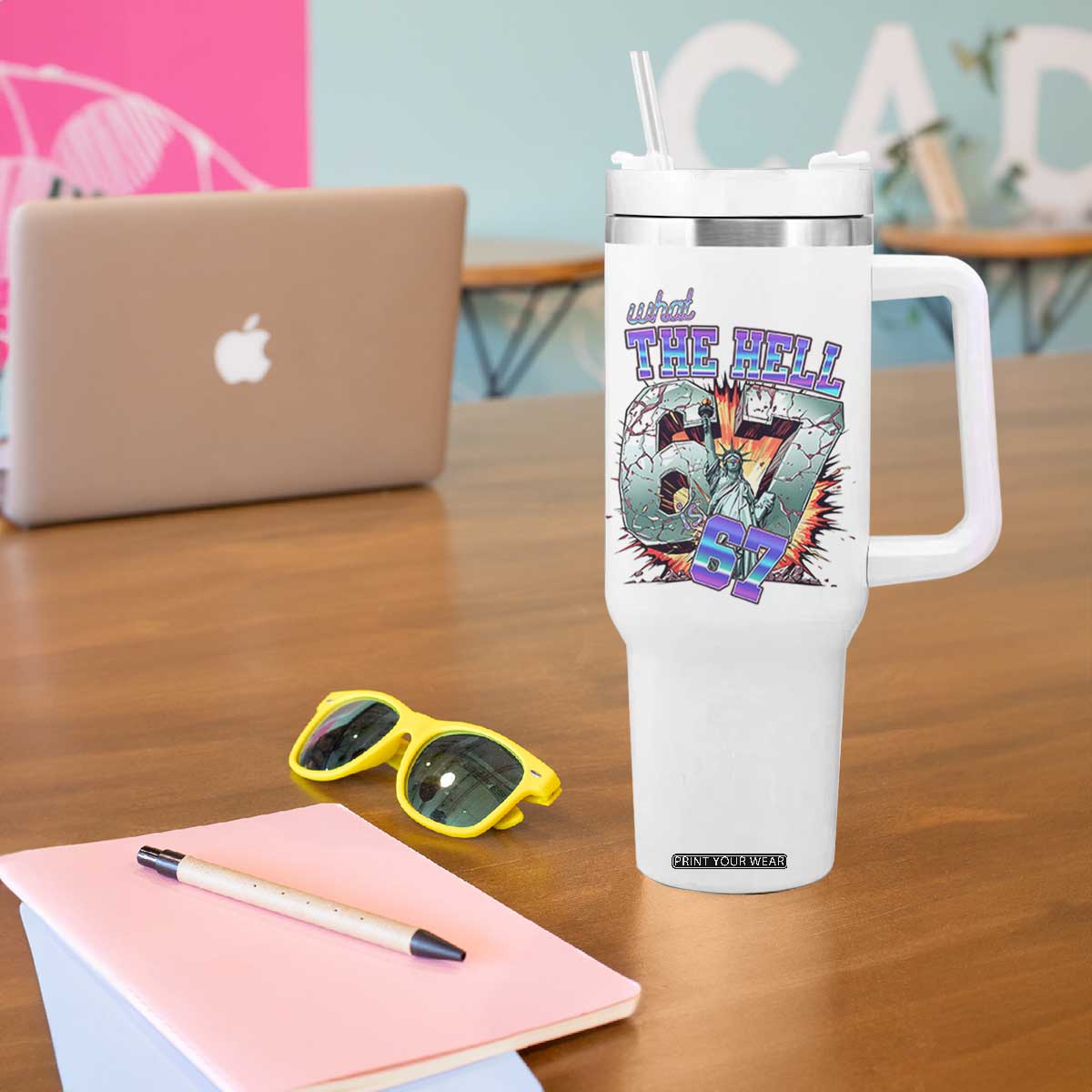 Funny Statue Of Liberty Six Seven Meme Tumbler With Handle What The Hell Is 67 Gift TS12 Print Your Wear