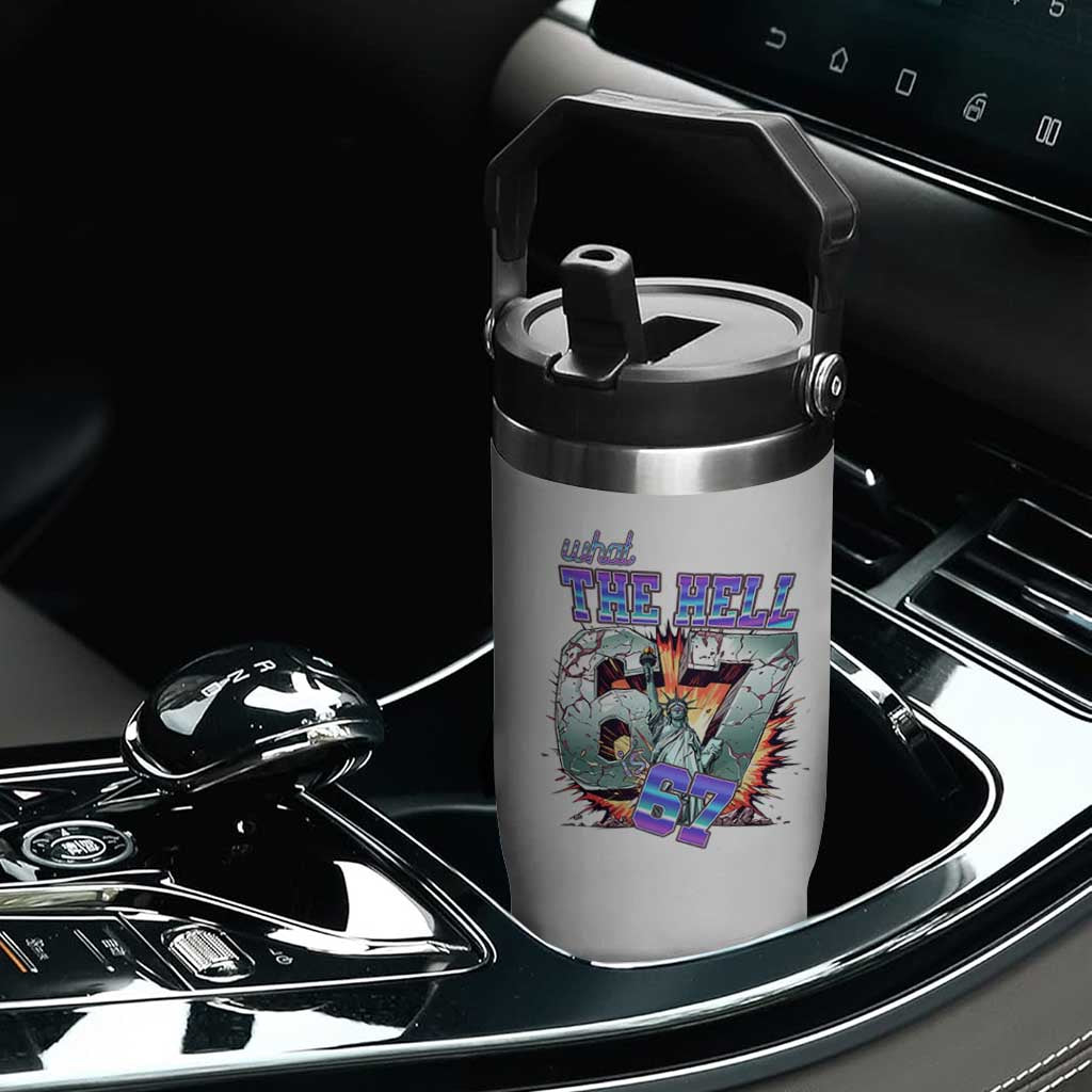 Funny Statue Of Liberty Six Seven Meme Flip Straw Tumbler What The Hell Is 67 Gift TS12 Print Your Wear