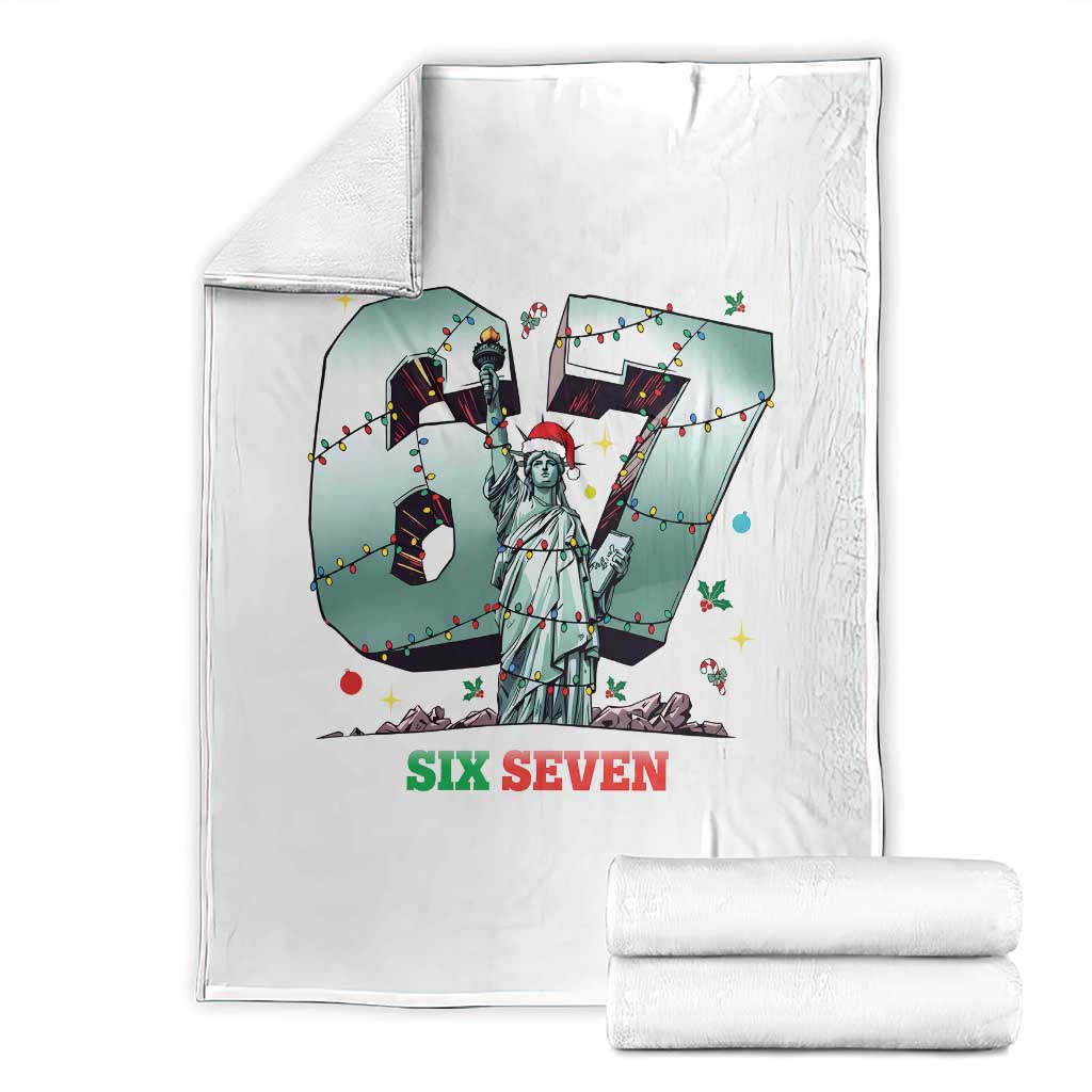 Statue Of Liberty Six Seven Meme Throw Blanket Trendy Gen Z Christmas Gift TS12 White Print Your Wear