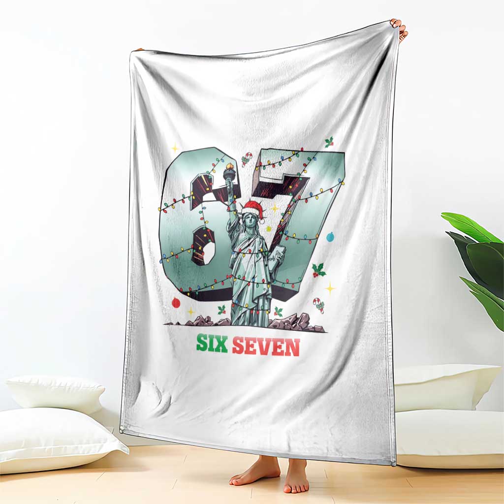 Statue Of Liberty Six Seven Meme Throw Blanket Trendy Gen Z Christmas Gift TS12 Print Your Wear