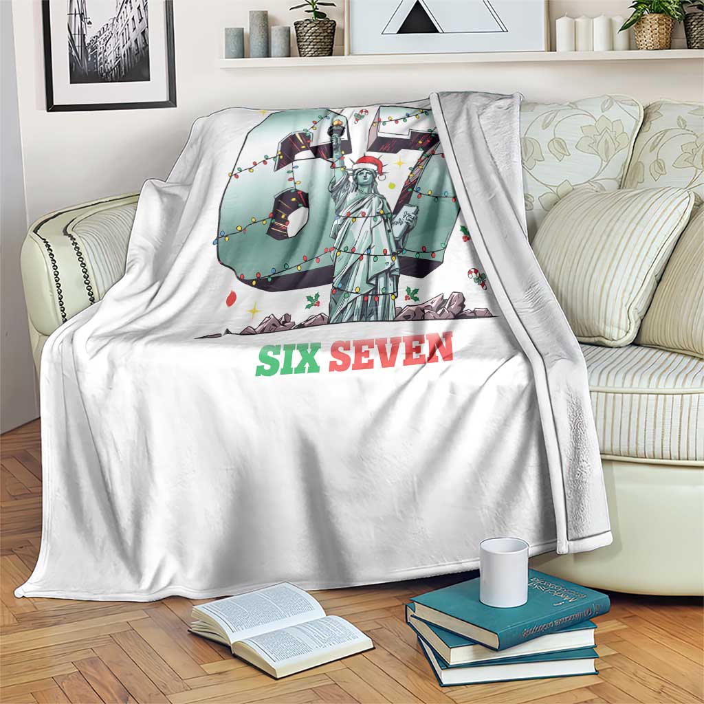 Statue Of Liberty Six Seven Meme Throw Blanket Trendy Gen Z Christmas Gift TS12 Print Your Wear