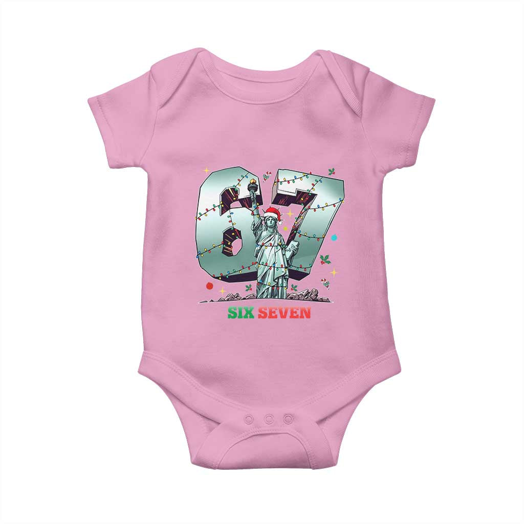Statue Of Liberty Six Seven Meme Baby Onesie Trendy Gen Z Christmas Gift TS12 Light Pink Print Your Wear